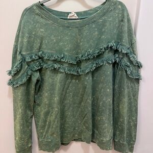 BiBi Green Fringe-Trim Sweatshirt